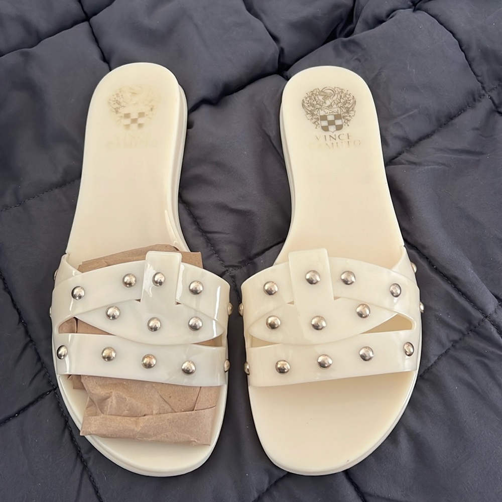 Vince Camuto Emelon Slide Sandal Size 8 Off White